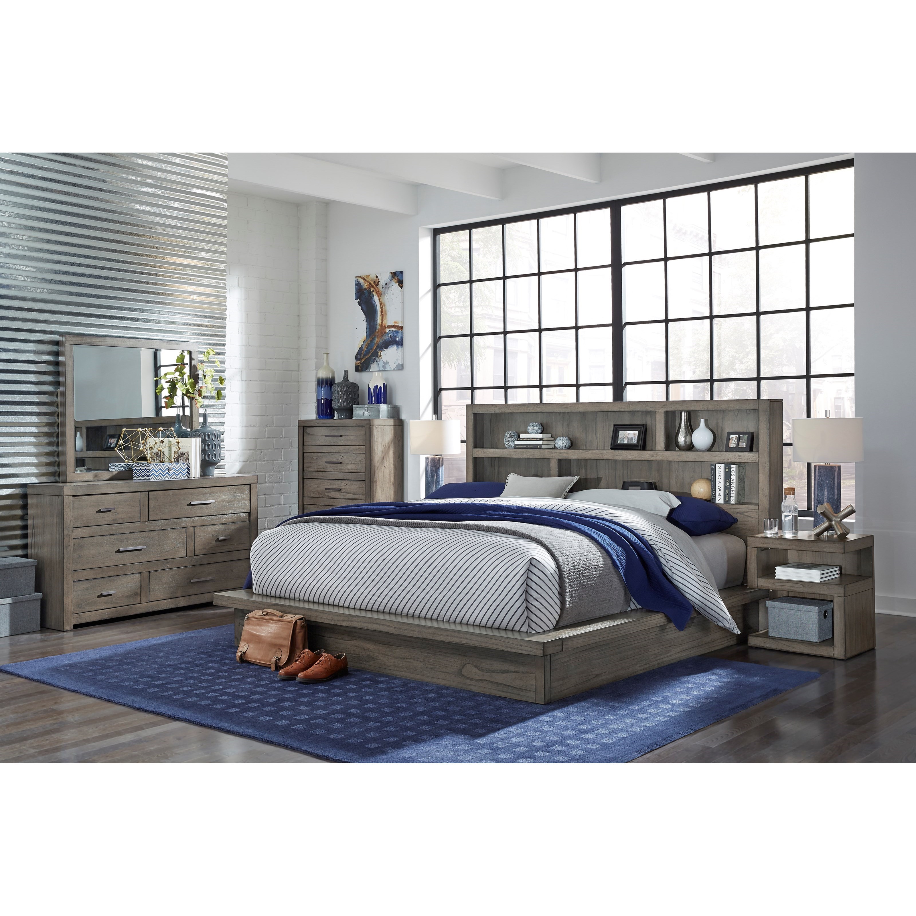 Aspenhome Modern Loft King Platform Bed with Dual USB Ports Belfort